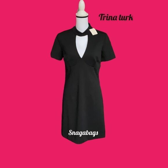 TRINA TURK NWT CAMARI CHOKER COLLAR SHEATH DRESS BLACK SIZE 8 - Picture 7 of 9